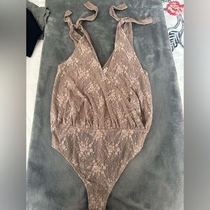 Free People bodysuit in taupe